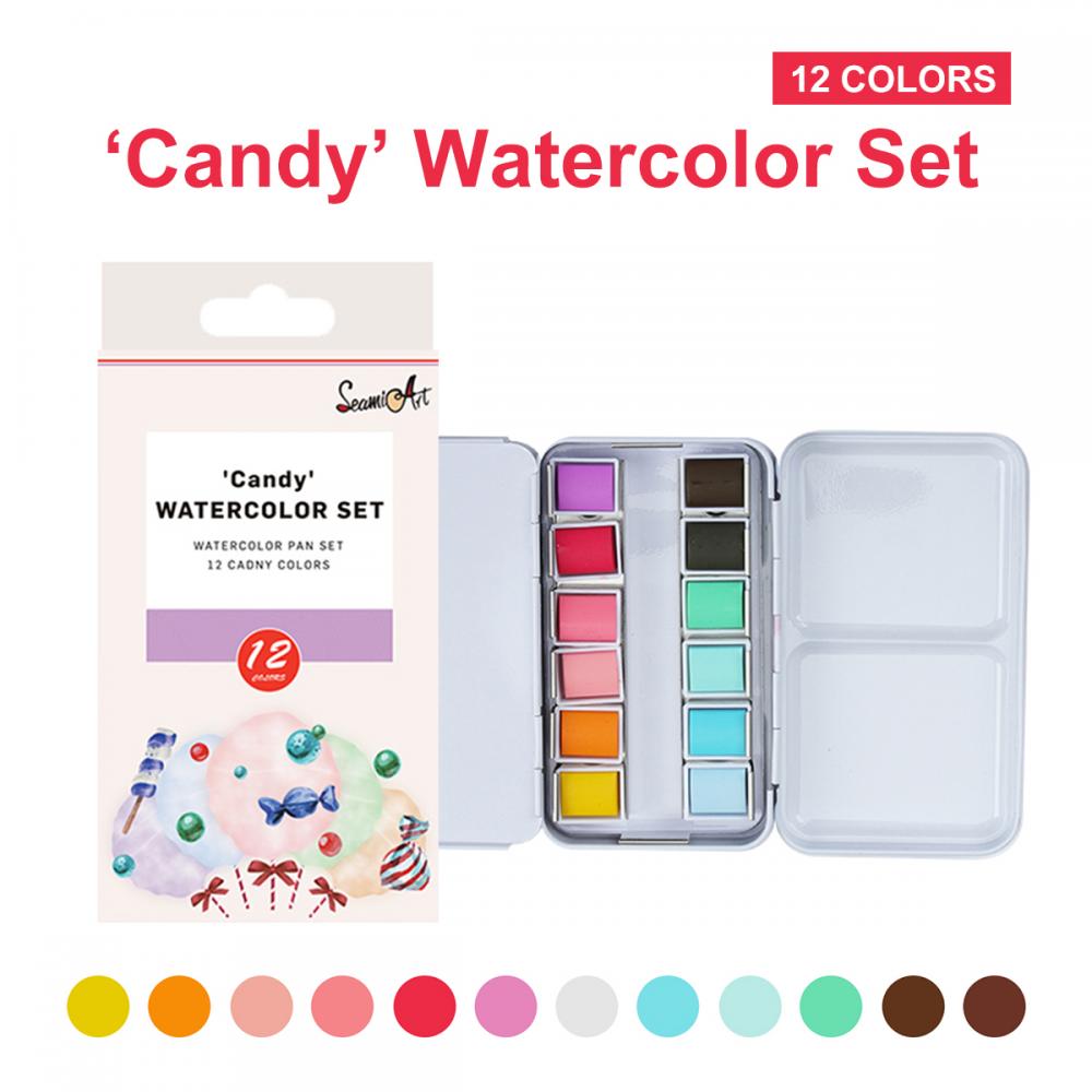 candy watercolor paint, tin box set
