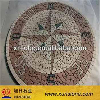 round Brown stone mosaic flower pattern