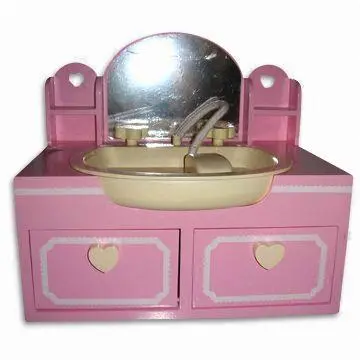 Wooden Baby's Bathroom Cabinets, Composed of Mirror, Two Drawers and Hand-wash Basins