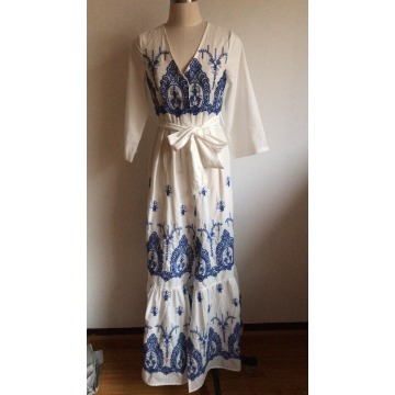 V Neck Loose Cotton Voile Blouse for Women