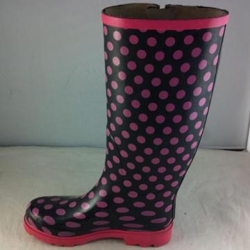 Cute Sexy Dots Printed Ladies Rainboots with Strap