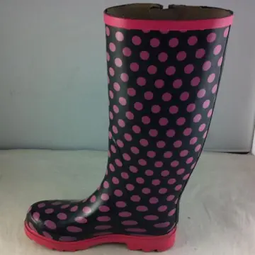 Cute Sexy Dots Printed Ladies Rainboots with Strap