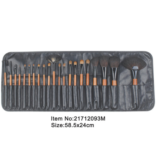 21pcs arancione manico in plastica nylon animale capelli trucco pennello set utensili con custodia in raso nero