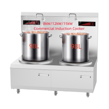 High Efficiency Commercial Induction Cooker: 100L 8Kw 15Kw Double Head 2 Burner Electric Heating Boiler