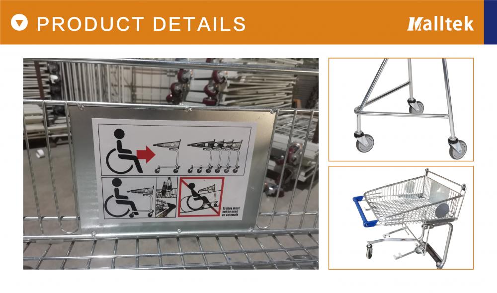 Supermarket Zinc plated Disable Shopping Trolley