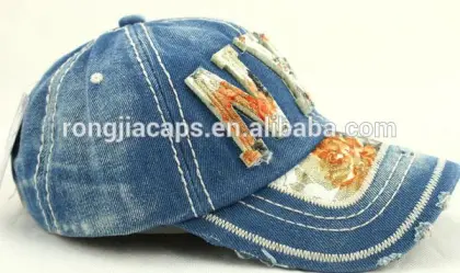 0918157 custom washed distress denim cap hat