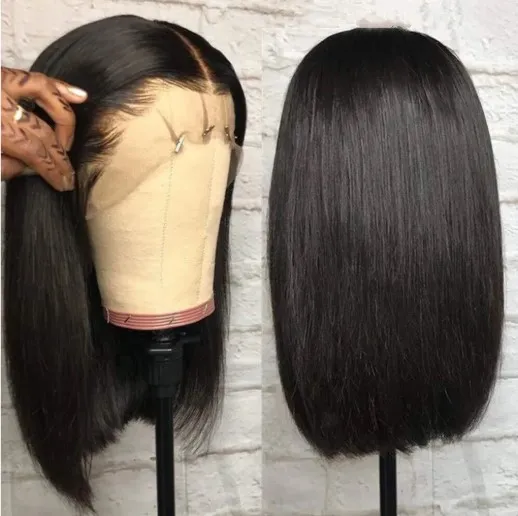 Woman`s Romance 10a grade top quality bob human hair hd lace frontal wig great brazilian straight wig