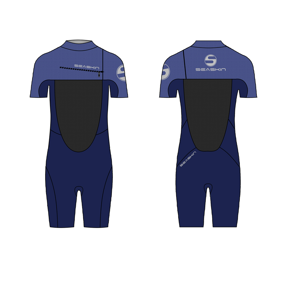 Seaskin erkek neopren göğüs zip kısa sörf wetsuits