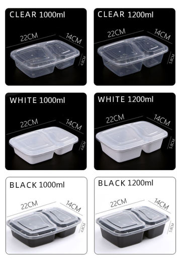 2 compartment Meal Prep Plastic Food Container