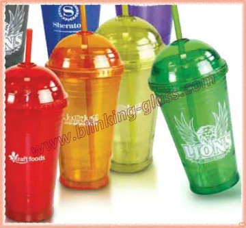 acrylic cups with lids and straws