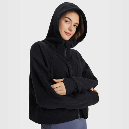 Anti-wrinkle Fleece Fitness Tops Jacket With Thumb Hole