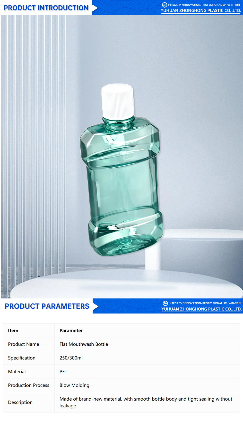 Hygienic Flat Mouthwash Bottle for Clinical Use X