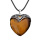 Yellow Tiger Eye Stone Antique Silver Alloy Heart Pendant Necklace 45cm Black Cord