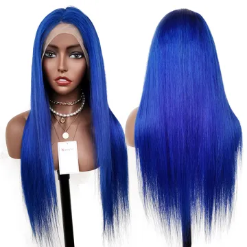 Wig Vendors Wholesale Price Blue Colored Virgin Brazilian Hair Wigs 100 Human Hair Lace Front Transparent HD Lace Frontal Wigs