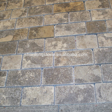 M035 Brown marble tile tumbled ,brown stone floor tile