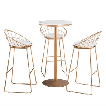 Modern Metal and Marble High Bar Table Sets for Commercial Coffee Shops