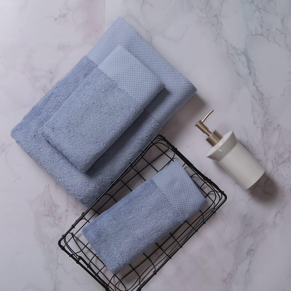 Facetowel satinato a blu di cotone 100% in cotone