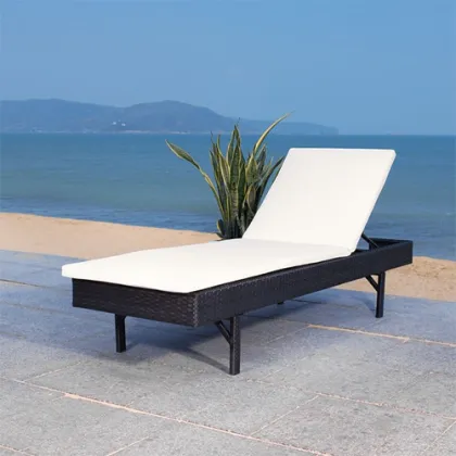 Outdoor Cushioned Rattan Chaise Lounge Chairs