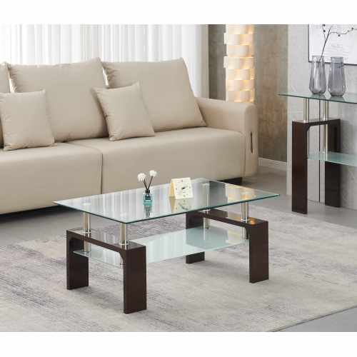 Mesa de café de vidro moderno quadro MDF