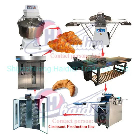 Automatic Bakery Snack Machines, Croissant Bread Food Making Machine Croissants Maker Production Line