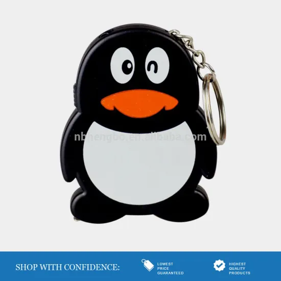 Cute Penguin Plastic 1 LED Light Keychain