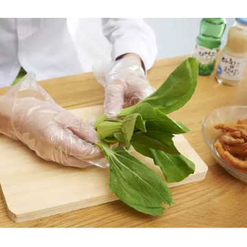 Guantes de PE de grado alimenticio transparente desechable