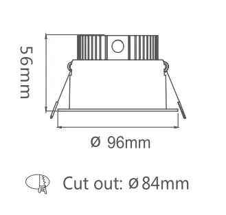 Ip44 Recessed Anti Glare Dimmable Downlight
