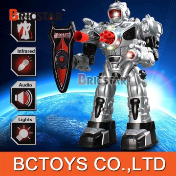 Infrared dancing remote control fighting robot toy with lights.