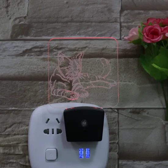 3D Acrylic Heart-Shaped Light Sensor Night Lamp for Baby (US/EU Plug)