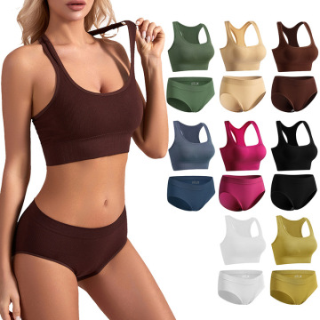 One Shoulder Push-Up Bra with Yoga Vest Set