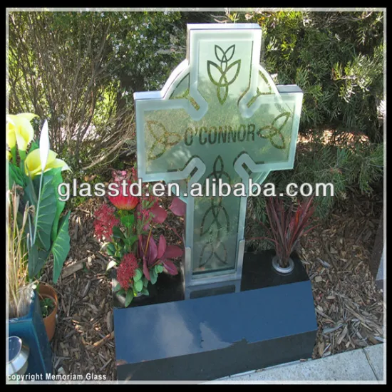 european style glass celtic cross headstones