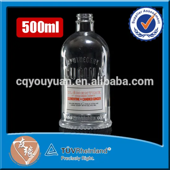 refillable high flint glass screw top glass bottle 500 ml for hand soap