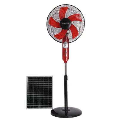 16 Inch Standing Fan - Black and White 3-Speed Solar Floor Fan