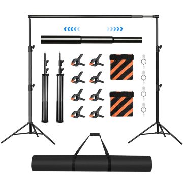 Soonpho 2.88x3m Retractable Photography Studio, depolama çantası ve klipsli standı ile