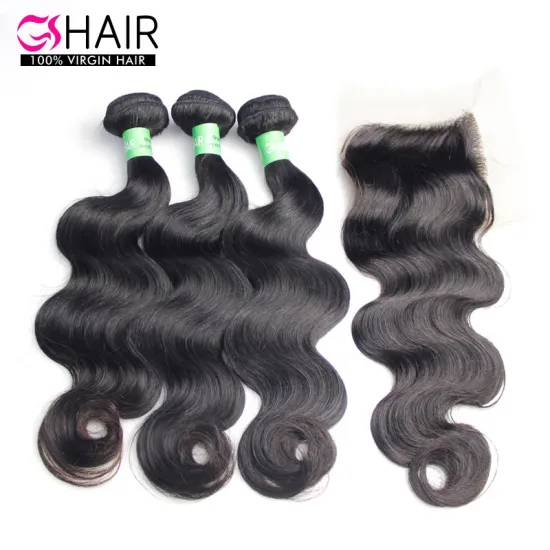 GS Wholesale Brazilian Human Hair Bundles with Closure