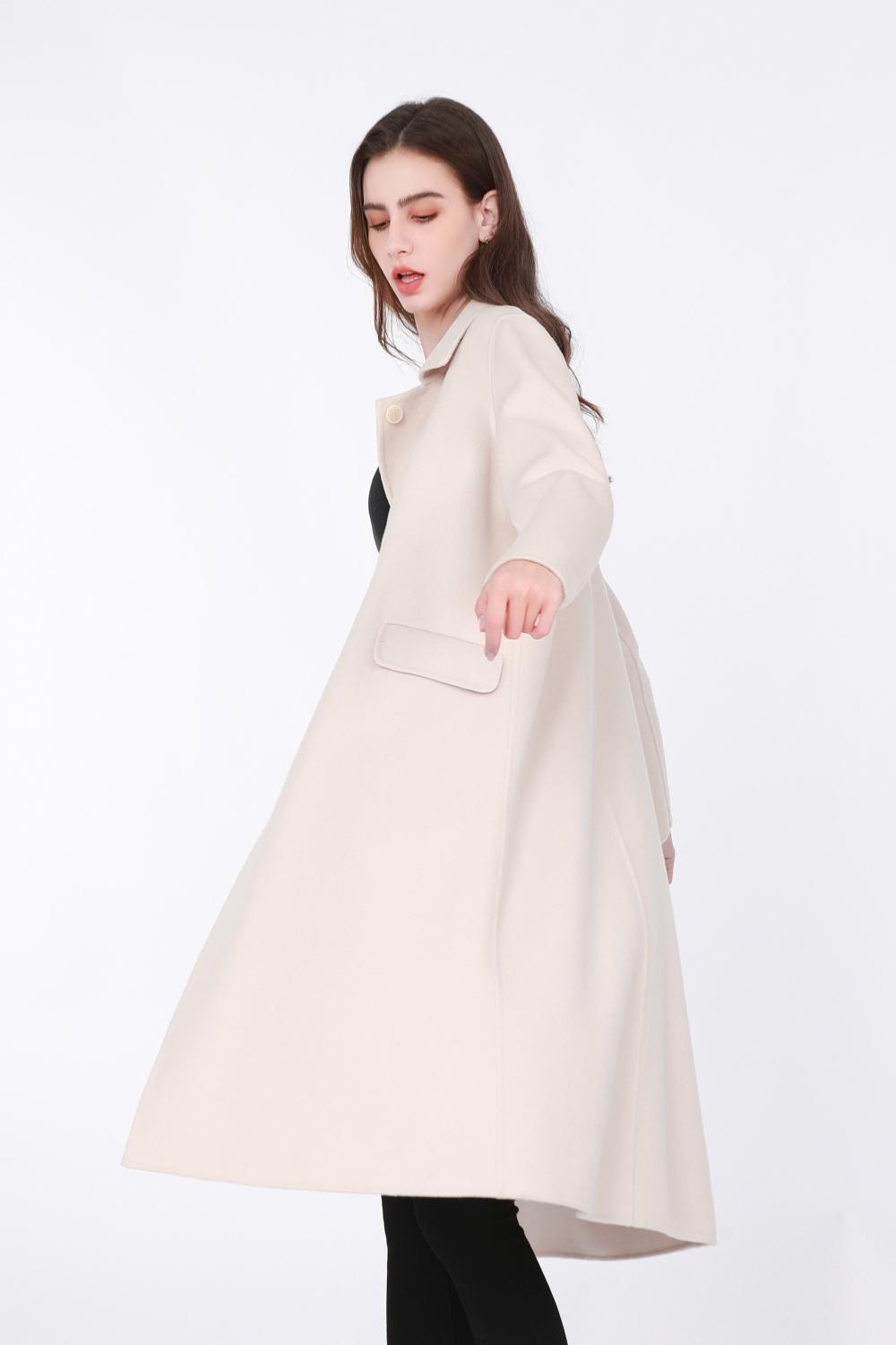 Suit-style Collar Woolen Trench Coat