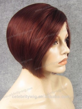 Reddish color short hair synthetic bob lace front wigs