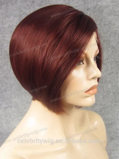Reddish color short hair synthetic bob lace front wigs