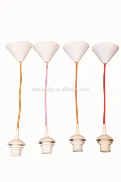 modren E27 colourfull plastic pendant lamp shade / plastic pendant lighting with colourfull fabric cable