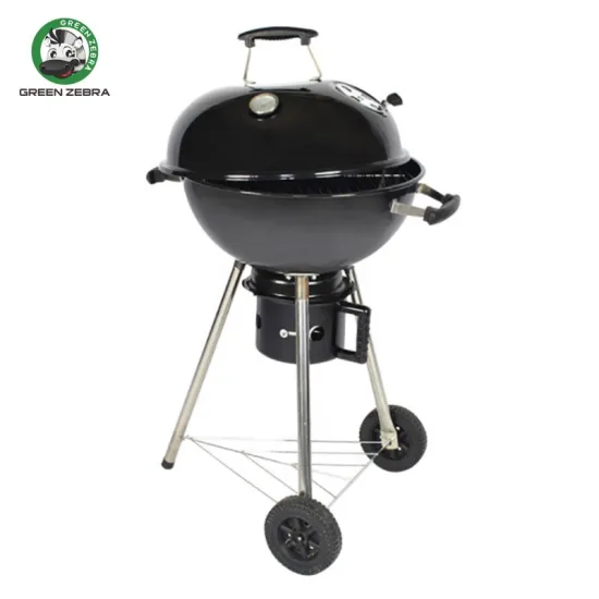 18.5 Inch Apple-Shaped Black Patio Round Charcoal Outdoor BBQ Grill Trolley Kettle