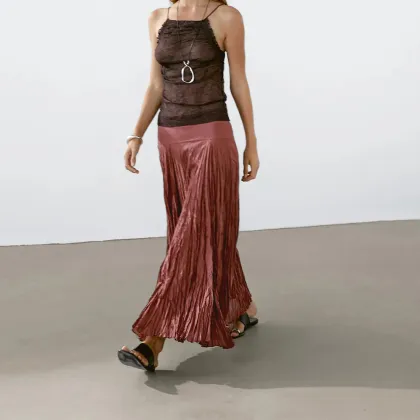 Women's 100% pure cotton pleated skirt