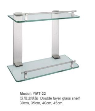 Double Tier Wall Mounted Glass Shelf and Bathroom Accessories