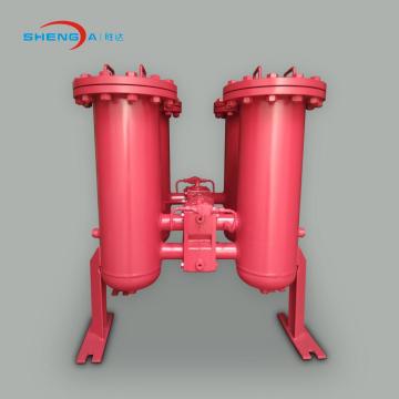 Duplex welded type inline oil filter housing