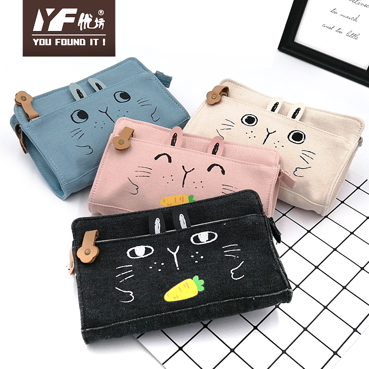 Cute rabbit style canvas pencil bag