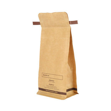 biodegradable zip lock one way valve coffee packing bag flat bottom