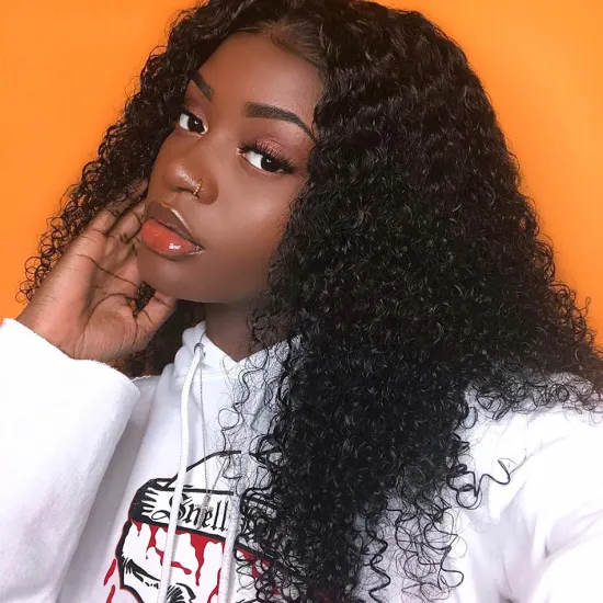 Factory Direct Sale Kinky Curly Front Lace Wigs Natural Color Extra Long Mink Lace Front Natural Hair Wigs Cheap