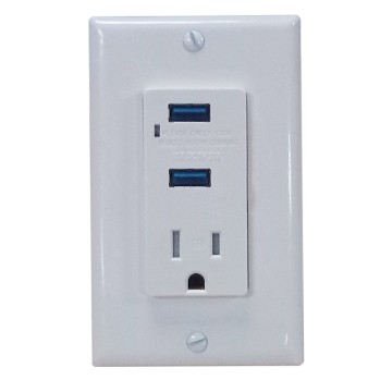 USB wall socket with Charging port 5V/2A 1A manufacturer ETL approved