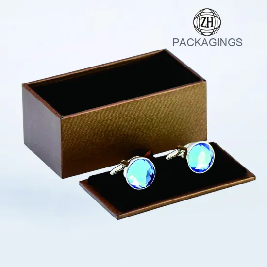 Brown rectanguar cardboard cufflink packaging box