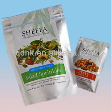stand up food grade plastic salad bag with zipper