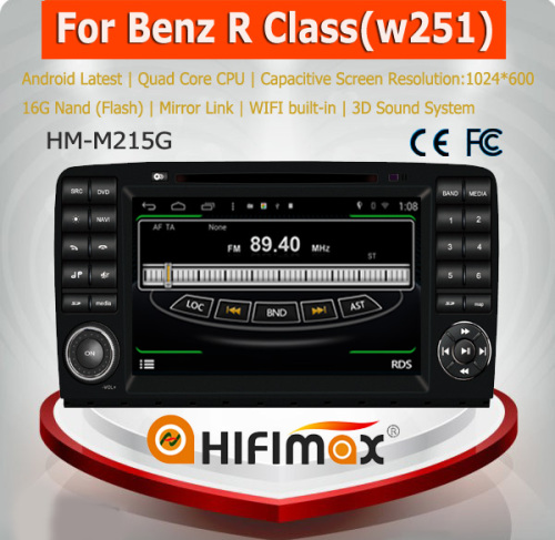 HIFIMAX Android 4.4.4 quad core car radio dvd gps navigation system for Mercedes-Benz R class WITH HD 1024*600 Resolution 16G